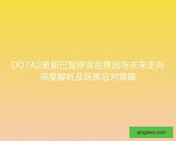 DOTA2更新已暂停背后原因与未来走向深度解析及玩家应对策略