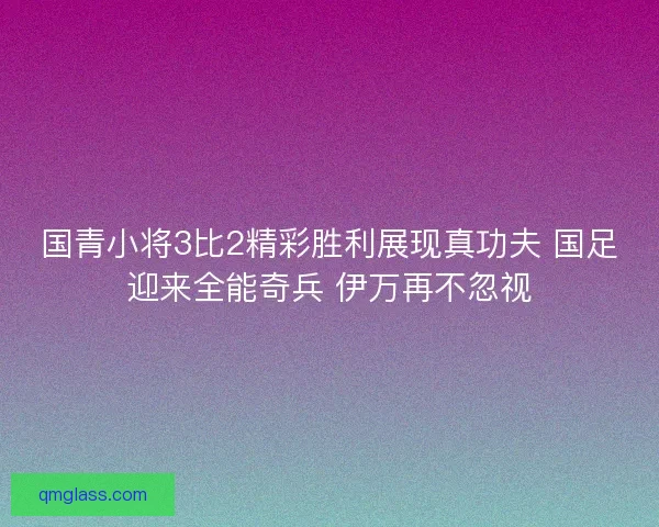 国青小将3比2精彩胜利展现真功夫 国足迎来全能奇兵 伊万再不忽视 国青小将3比2精彩胜利展现真功夫 国足迎来全能奇兵 伊万再不忽视